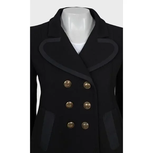 Louis Vuitton Black Wool Cropped Double-Breasted Coat Sz.36